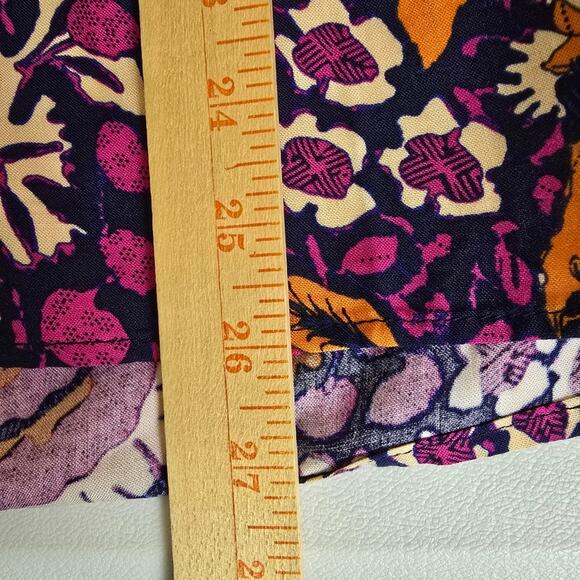 Rachel Zoe Floral Popover Top 3/4 Notch Neck Purple Orange Boho Causal Flowy 1X - Picture 13 of 14